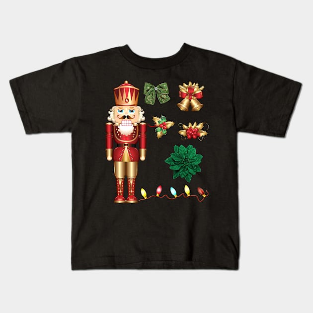 Merry Christmas Tree Golden Decorations Kids T-Shirt by holidaystore